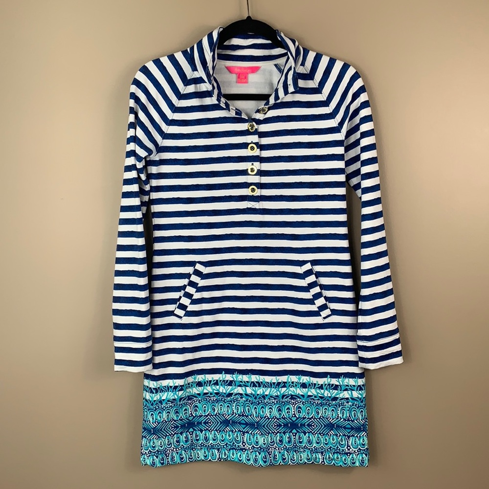 Lilly Pulitzer blue striped long sleeve dress xxs